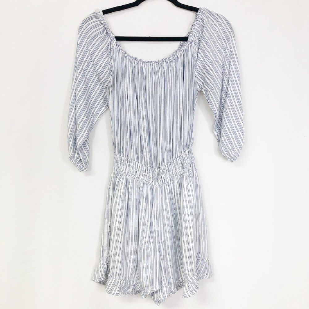 Hollister Stripped Off the Shoulder Romper Sz Medium boho - Picture 2 of 4